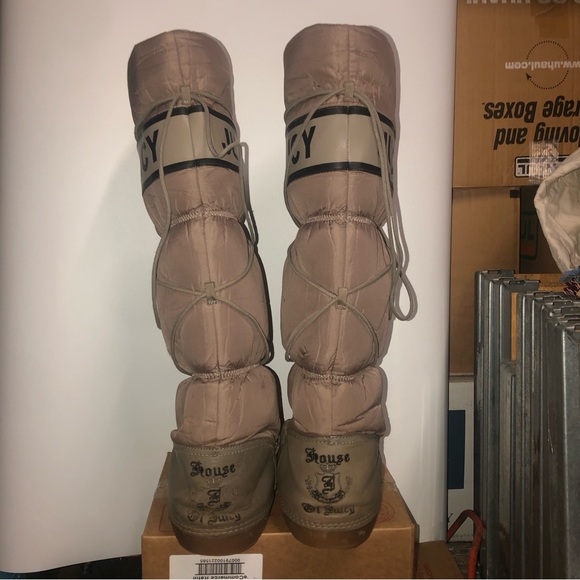 #1224 A2DD Juicy Couture Moon Snow Boots Used with box Sz10 khaki - Picture 5 of 12